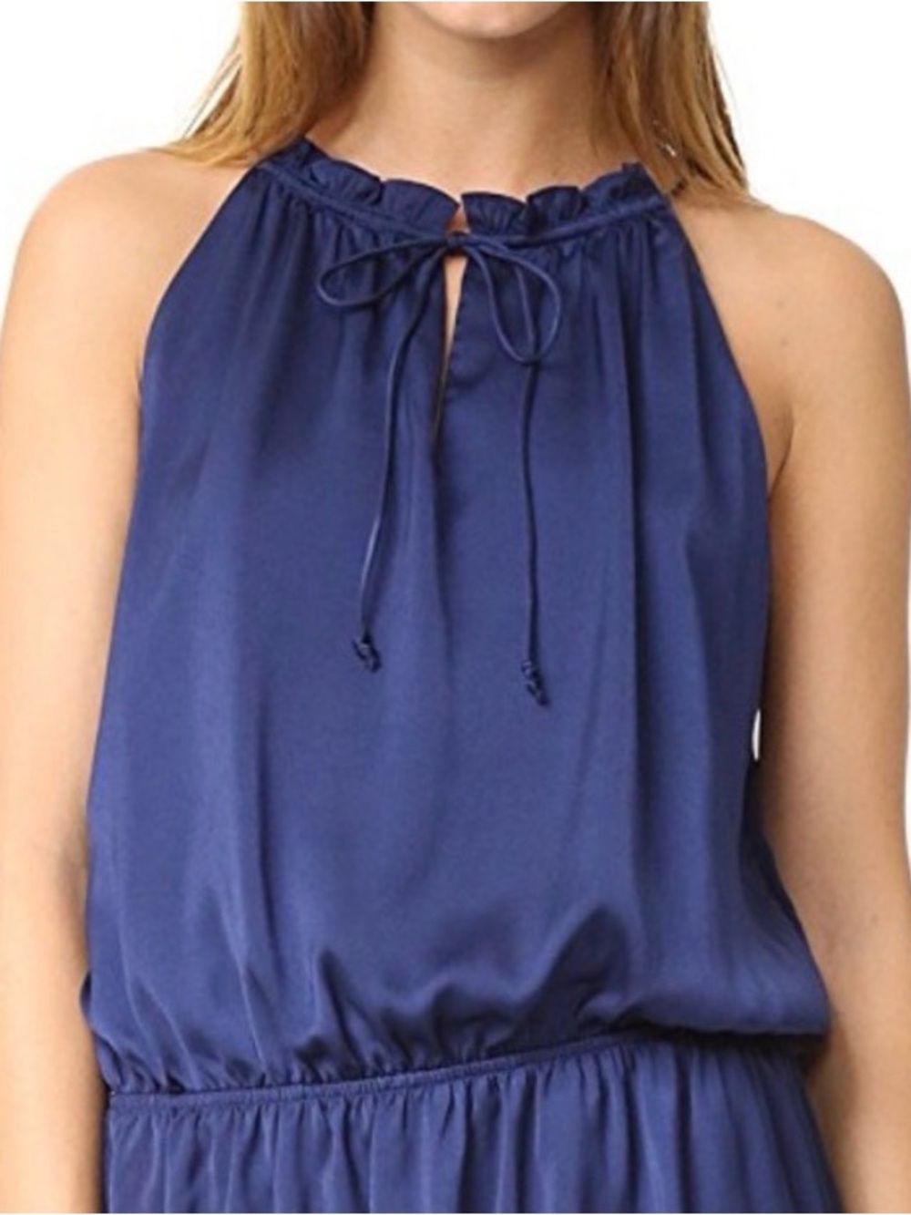BB Dakota Sleeveless Navy Halter Tie Neck Women's Top